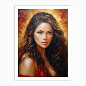 Portrait Of A Woman In Red Dress Art Print