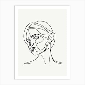 Single Line Woman's Face Monoline Illustration Art Print