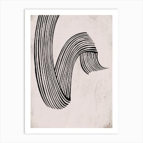 Flowing Black Lines On Neutral 2 Art Print