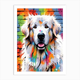 Aesthetic Great Pyrenees Dog Puppy Brick Wall Graffiti Artwork Art Print