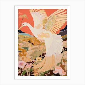 Maximalist Bird Painting Egret 2 Art Print