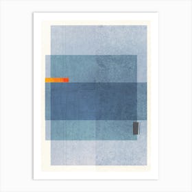 Blue Abstract Blocky Art Art Print