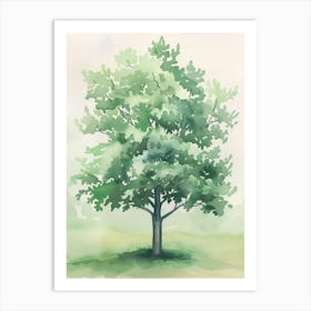 Boxwood Tree Atmospheric Watercolour Painting 4 Art Print