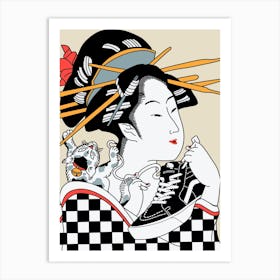 geisha sneakers kittyboard Art Print