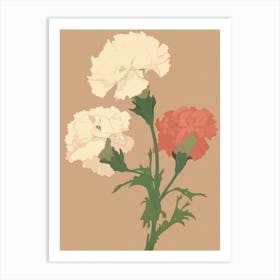 Carnations Flower Big Bold Illustration 1 Art Print