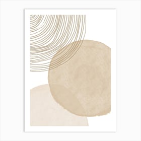 Beige Circles Line Art Art Print