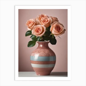 A Vase Of Pink Roses 98 Art Print