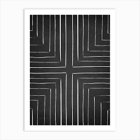 Black White Geo Lines A Art Print