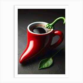 Chilli Pepper Coffee Cup Art Print