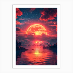 Red Moon In The Sky 3 Art Print