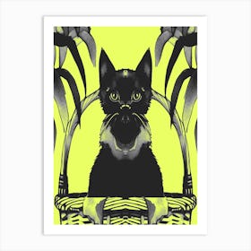 Black Kitty Cat Meow Yellow 2 Art Print