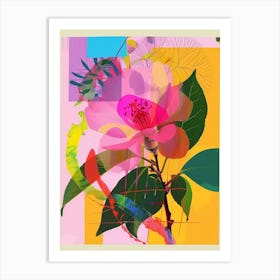 Camellia 2 Neon Flower Collage Art Print