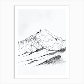 Mount Elbrus Russia Line Drawing 4 Art Print