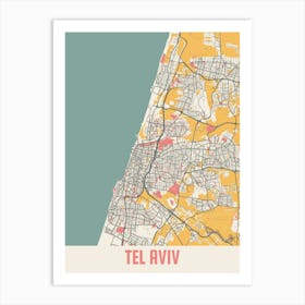 Tel Aviv Map Poster Art Print