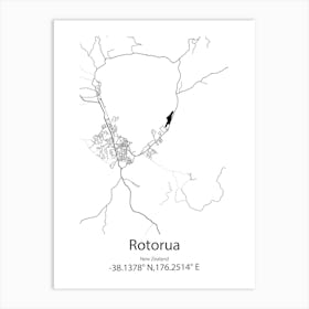 Rotorua,New Zealand Minimalist Map Art Print