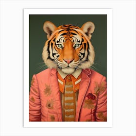 Tiger Illustrations Wearing A Blouse 4 Art Print