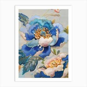 Chinese Embroidered Flowers Art Print