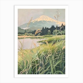 Mount Fuji Japan 12 Retro Illustration Art Print