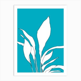 Ferns On A Blue Background Art Print