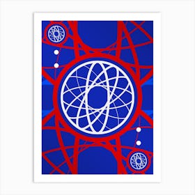 Geometric Abstract Glyph in White on Red and Blue Array n.0035 Art Print