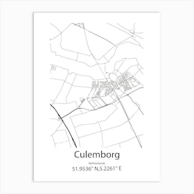 Culemborg,Netherlands Minimalist Map Art Print