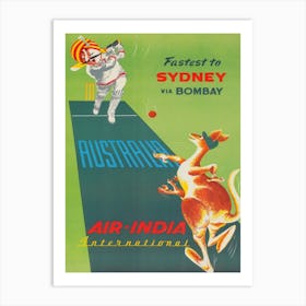 Sydney To Bombay Vintage Travel Poster Art Print