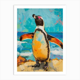 Galapagos Penguin Fernandina Island Colour Block Painting 2 Art Print