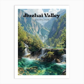 Jiuzhai Valley National Park China Art Illustration Art Print