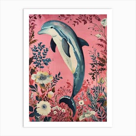 Floral Animal Painting Dolphin 3 Art Print