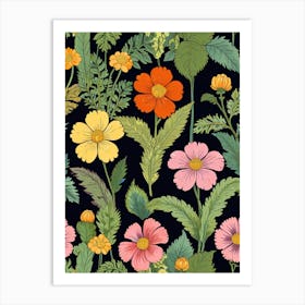 Seamless Pattern With Flowers Art Print