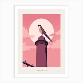 Minimalist Chimney Swift 3 Bird Poster Art Print