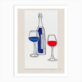 Blanc De Blancs Picasso Line Drawing Cocktail Poster Art Print