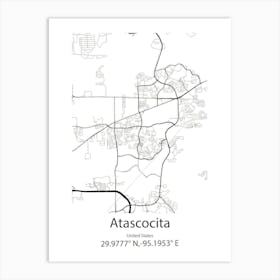 Atascocita,United States Minimalist Map 1 Art Print