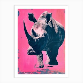 Retro Polaroid Inspired Rhino 1 Art Print