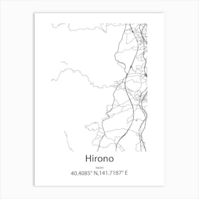 Hirono,Japan Minimalist Map Art Print