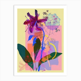 Baby S Breath 1 Neon Flower Collage Art Print