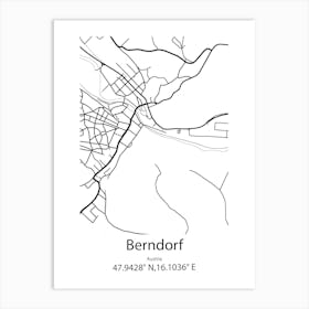 Berndorf,Austria Minimalist Map Art Print