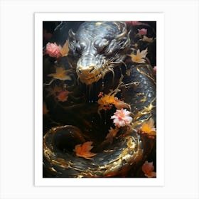 Floral Fantasy Snake Art Print