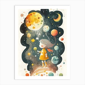 Girl In Space Children's Art Print