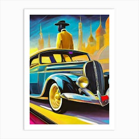 Retro Futuristic Depiction Of Vehicles And Fashion Art Print