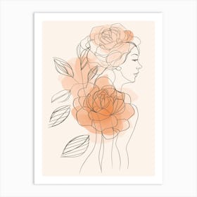 Boho Line Art Bloom Body Art Art Print