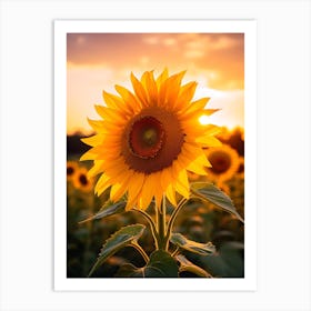 Sunflower At Sunset Art Print