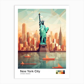 New York City, Usa, Geometric Illustration 3 Poster Art Print