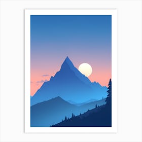 Misty Mountains Vertical Composition In Blue Tone 156 Art Print