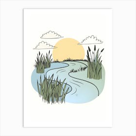 Reeds In The River Art Print