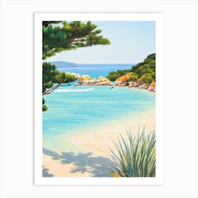 Voutoumi Beach, Antipaxos, Greece Contemporary Illustration 1  Art Print