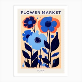 Blue Flower Market Poster Poppy 3 Art Print
