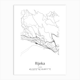 Rijeka,Croatia Minimalist Map Art Print