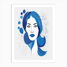 blue matisse watercolour woman portrait 7 Art Print