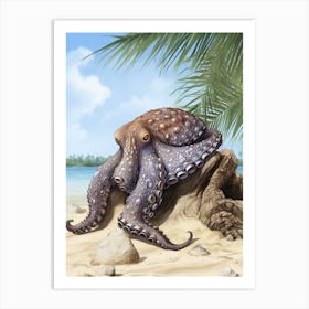 Coconut Octopus Illustration 5 Art Print